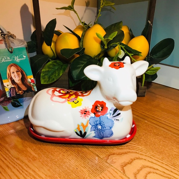 Pioneer Woman Flea Market Cow butter dish polka - Picture 2 of 6